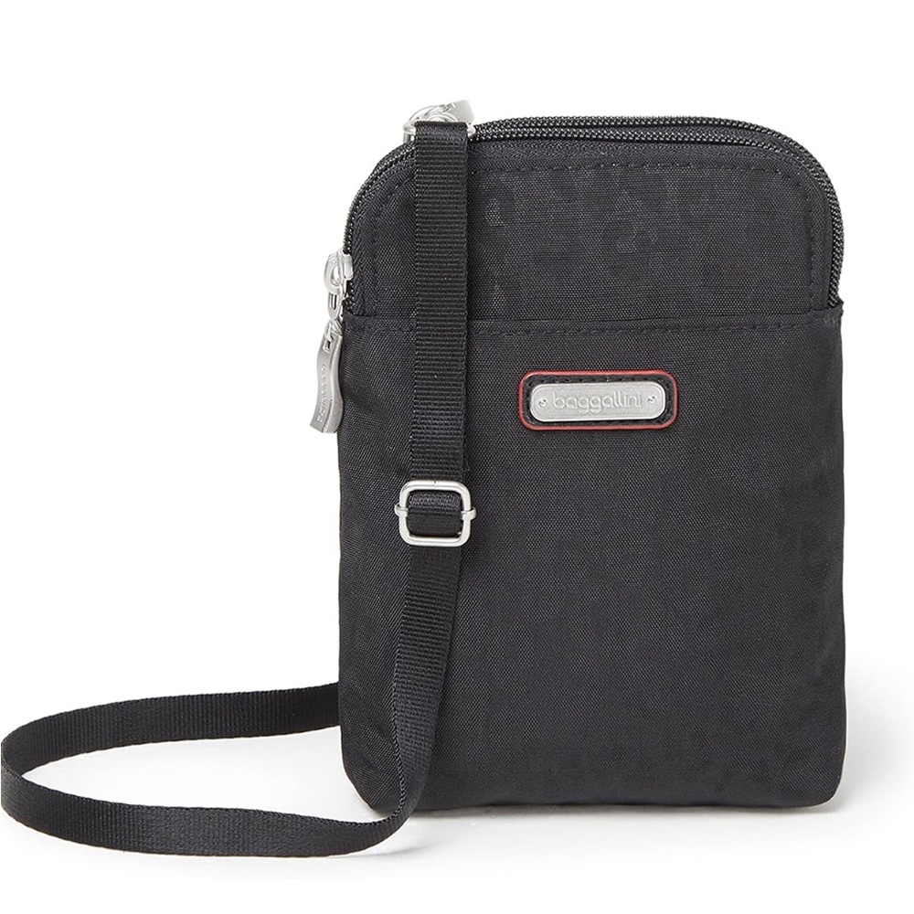 Baggallini Take Two Bryant RFID Crossbody Black Cheetah Emboss